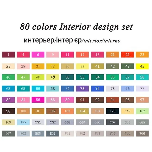 80 interior TOUCHNEW 30/40/60/80 цветов художественные маркеры на спиртовой основе рисунок набор манга двуглавый - Цвет: 80 interior