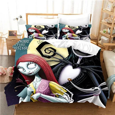 5 3D print Bedding set Halloween Cartoon Skull Nightmare Before Christmas friends' gift Duvet cover set Home Textiles - Цвет: 5
