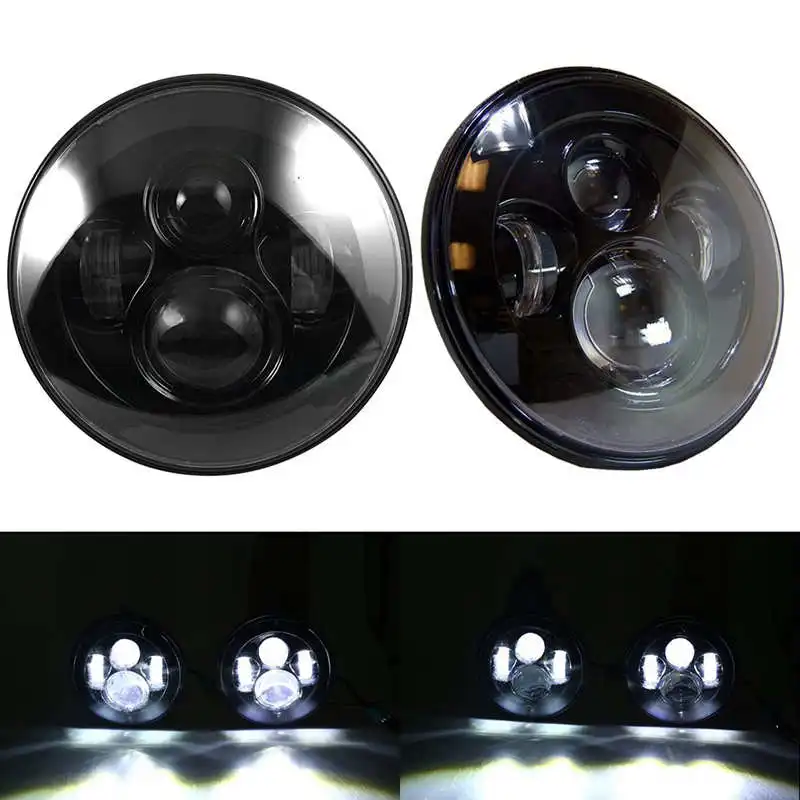 40w Headlight Black 7-дюймовый светодиодный галогенный фары " светодиодный налобный фонарь H4 Hi/low Автомобильная фара с угловым глазом для Jeep Puch Kenworth Nissan Suzuki Samurai - Цвет: 40w Headlight Black