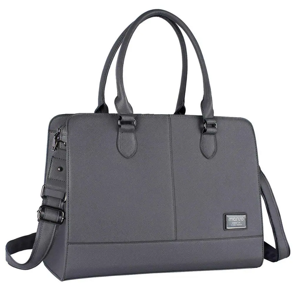 Gray MOSISO сумка для ноутбука из искусственной кожи портфель для женщин 14 15 15,6 дюймов для Macbook hp Dell acer lenovo сумка для ноутбука сумка через плечо - Цвет: Gray