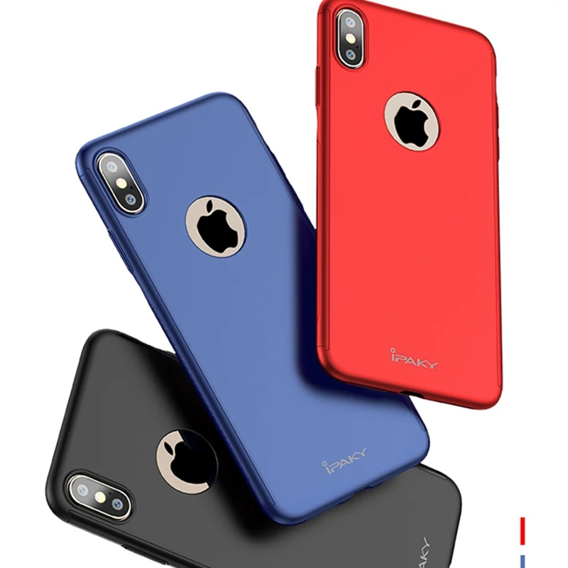 Чехол ipaky для iPhoneXS MAX полностью защитный чехол на 360 градусов + стекло Жесткий из