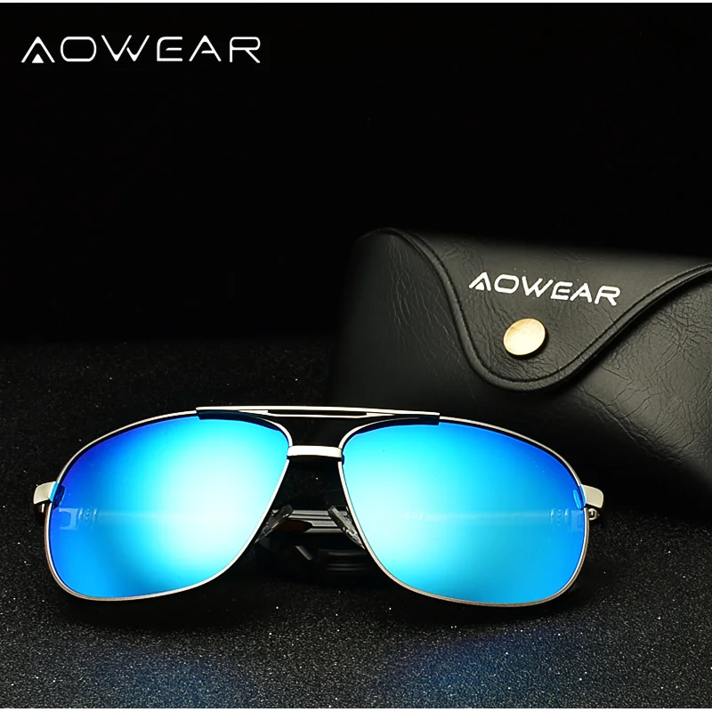AOWEAR, мужские солнцезащитные очки, поляризационные, Роскошные, брендовые, овальные очки для мужчин, очки, зеркальные, Ретро стиль, солнцезащитные очки, Gafas De Sol Hombres