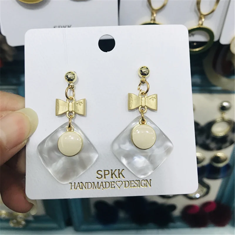 Pomlee модные геометрические смолы каменная капля Эффектные серьги для женщин