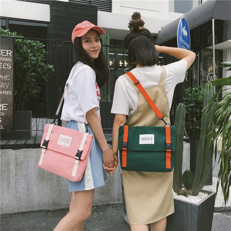 Menghuo одежда высшего качества для женщин Холст Рюкзак Bookbag женский двойного