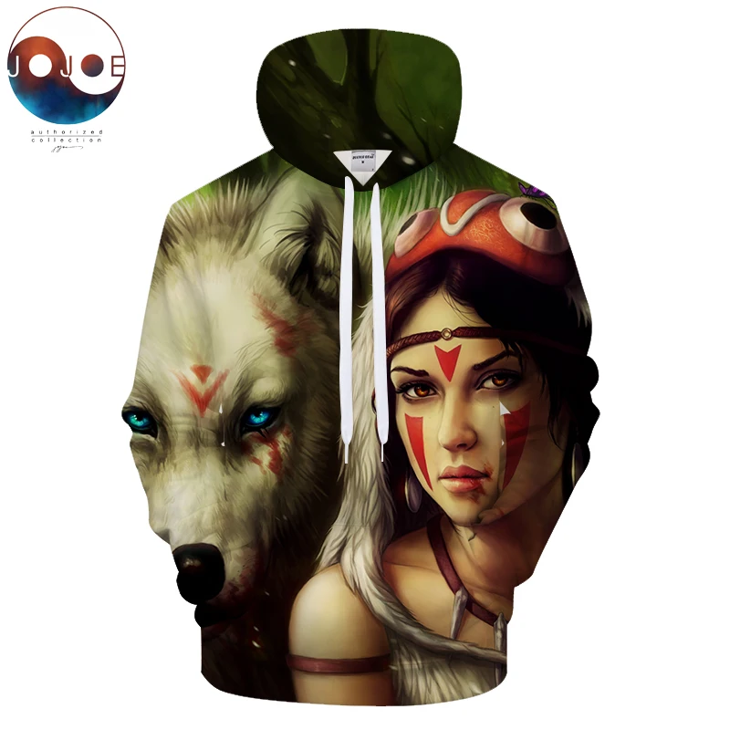 Принцесса Mononoke самая широкая от JojoesArt 3D толстовки свитшоты мужские женские
