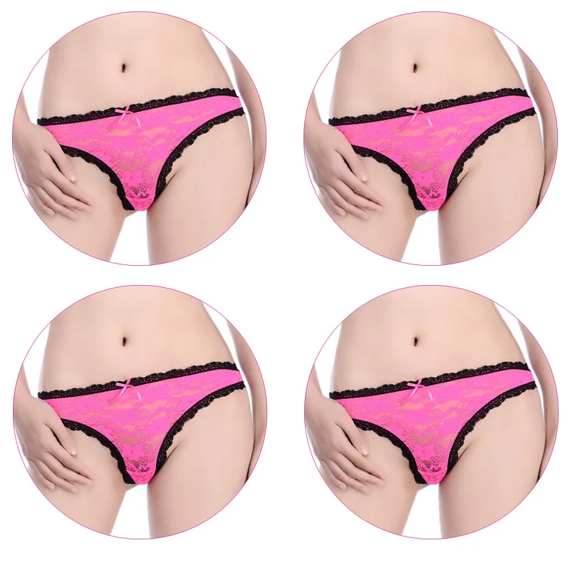 4Pcs-Rose 4 шт./компл. стринги женские кружевные стринги сексуальные стринги прозрачные женские трусики с хлопковой подкладкой женское нижнее белье - Цвет: 4Pcs-Rose