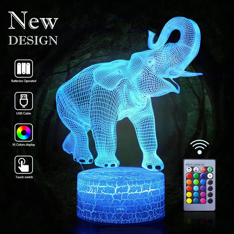 

Animal 3D LED Night Light Remote Table Desk Lamp Lantern Cartoon 16 Color Illusion Luminaria Lava Lamp Decor Baby Kids Xmas Gift