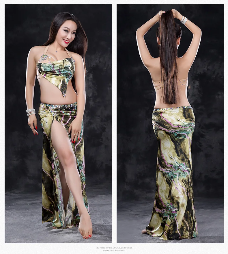 Костюм для танца живота с алмазной волнистой вышивкой бюстгальтером ремнем 875|dance