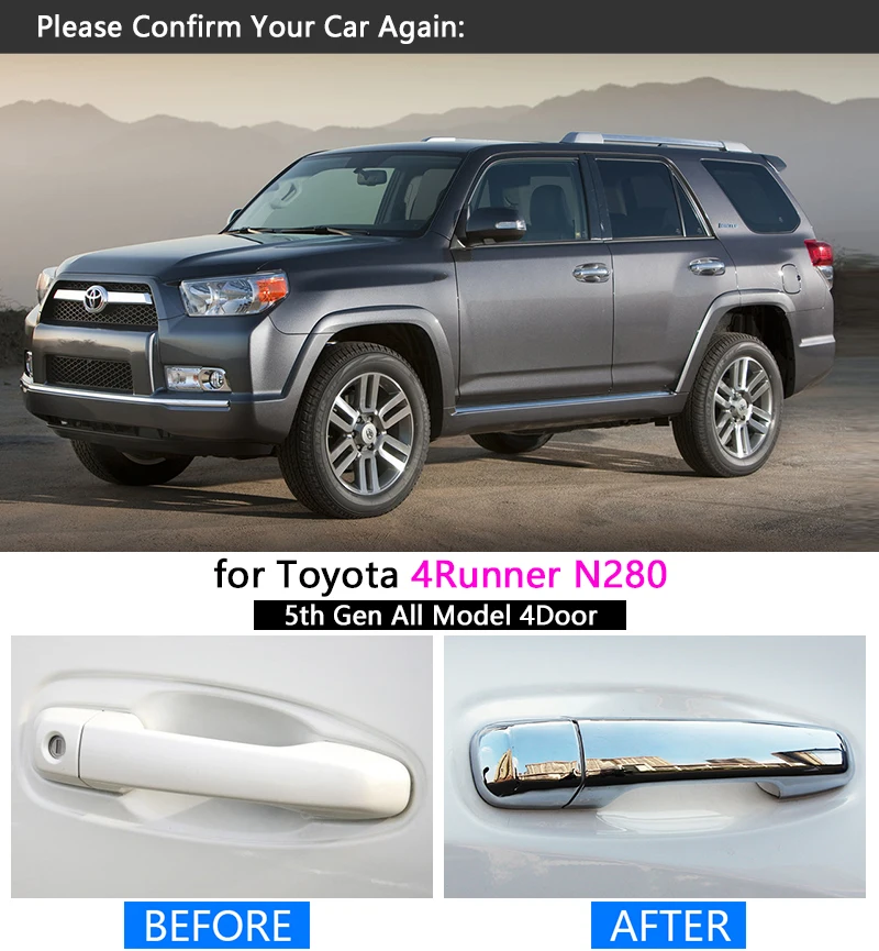 Набор хромированной обшивки ручки для Toyota 4 Runner 2010 2017 набор отделки 2011 2012 2013 2014 2015