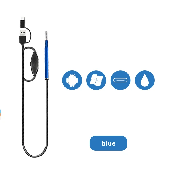blue 3-в-1 для чистки ушей эндоскоп Камера 3,9 мм 720P HD 1,0 MP Инспекционная камера борескоп Камера отоскоп визуальный наушник инструмент для Android - Цвет: blue