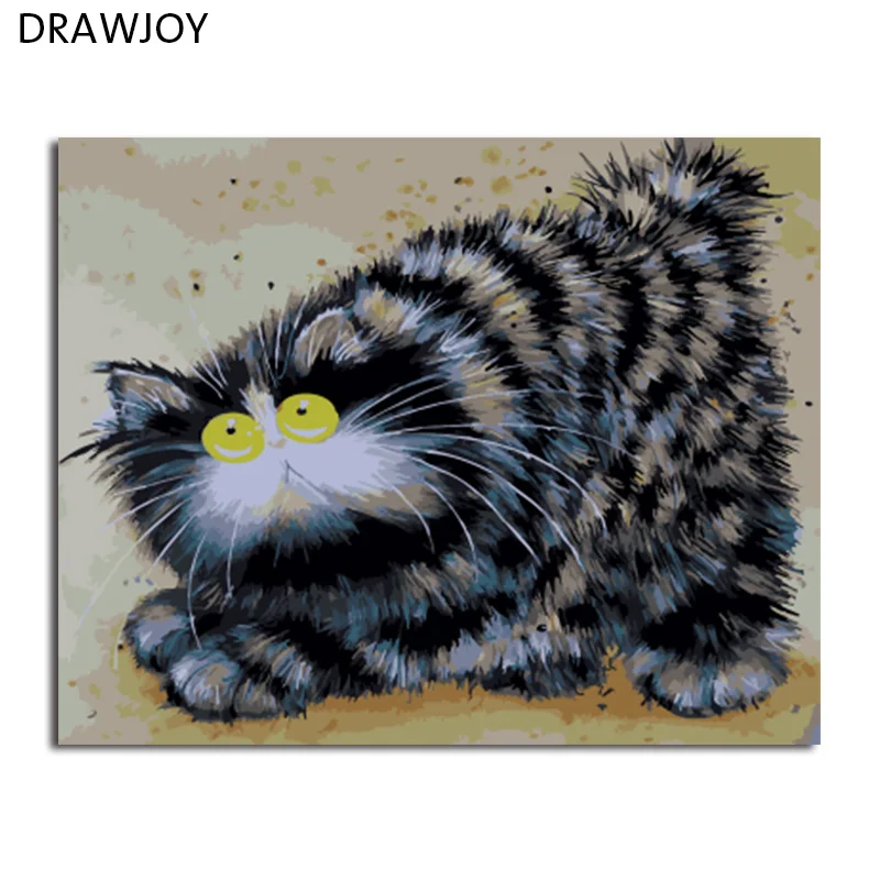 DRAWJOY картина в рамке и каллиграфия Loely животные кошка DIY живопись по номерам Раскраска по номерам