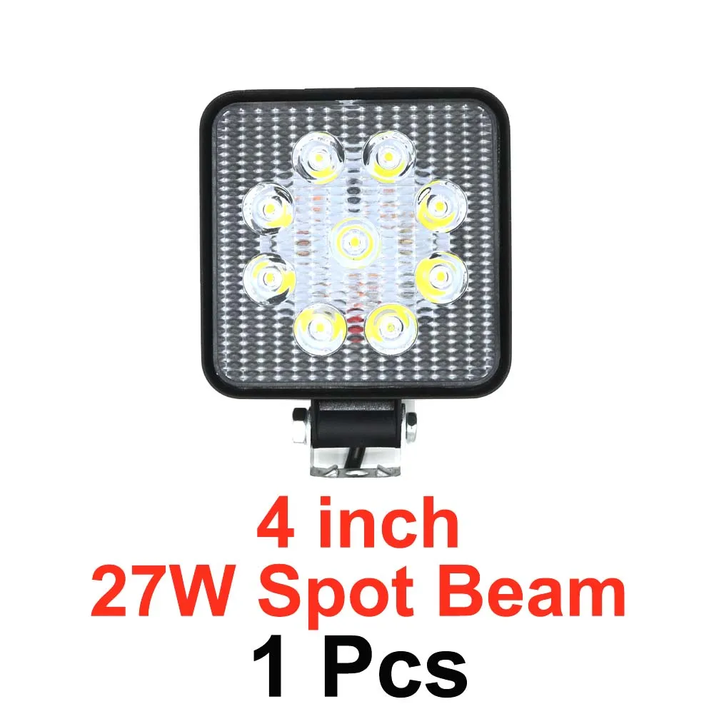 1Pcs 27W Spot " 27 Вт светодио дный свет работы 12 В светодио дный лучи светодио дный бар автомобиль Off road 4x4 наводнение пятно света аксессуары для внедорожник 4WD ATV offroad лампы - Цвет: 1Pcs 27W Spot