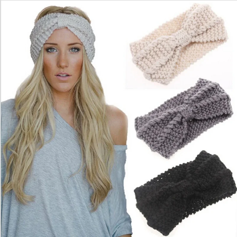 Женская вязаная повязка на голову с бантом тюрбан|hair band accessories|knot turbanknitted head wrap |