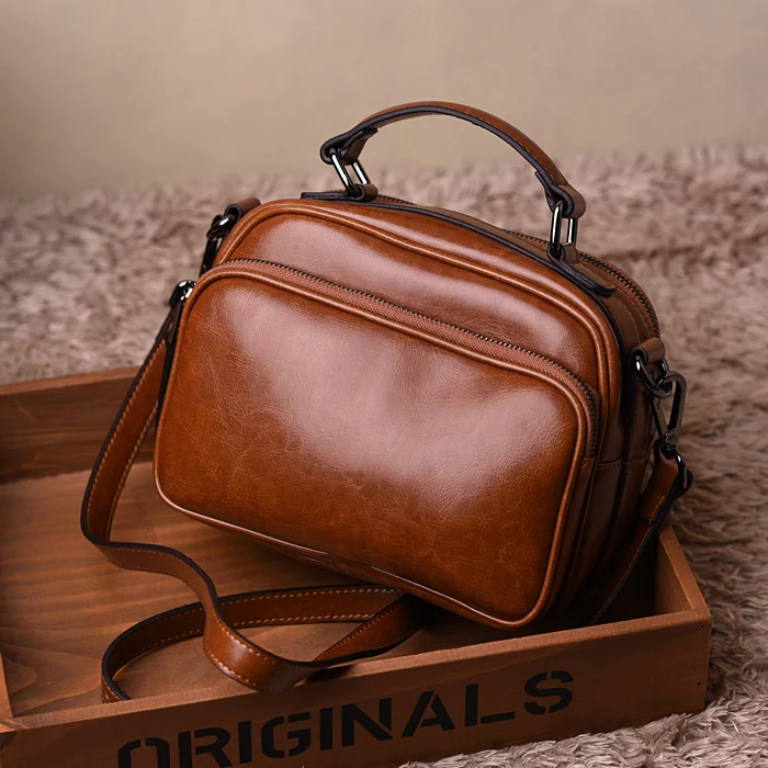 Женская сумка из натуральной телячьей кожи WOONAM маленькая через плечо с верхним