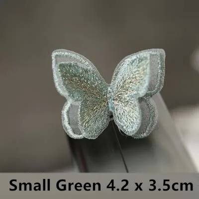 Small green AHYONNIEX двойной слой Organdy Бабочка патч вышивка тканевые наклейки невесты вуаль Аксессуары пришить патч для одежды - Цвет: Small green