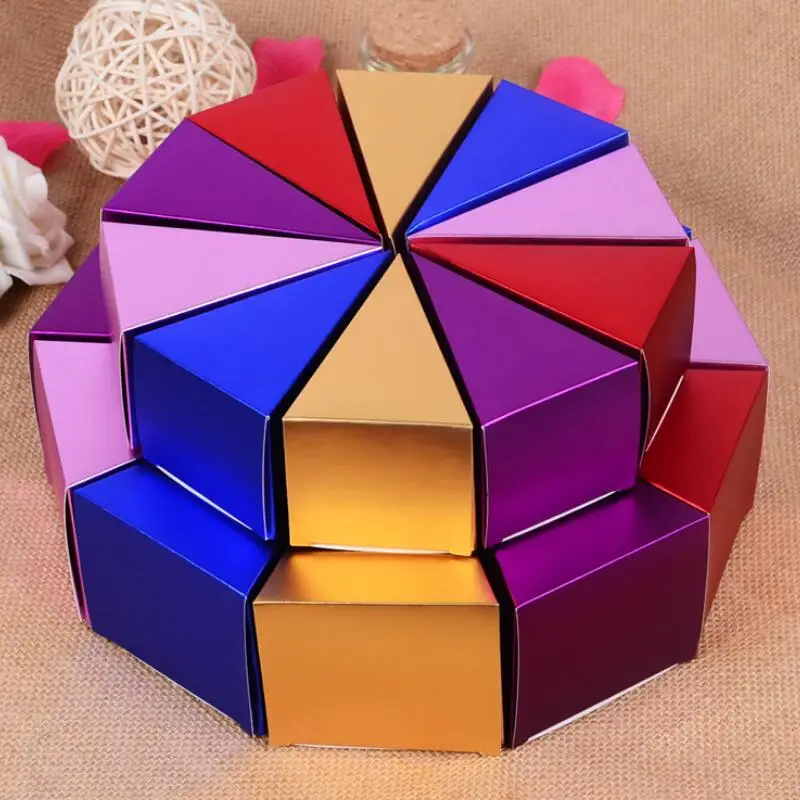 

100pcs Small Paper Birthday Party Cake Gift Box Wedding Favour Candy Boxes Red Gold Blue Sweet Gift Box Party Favors Box