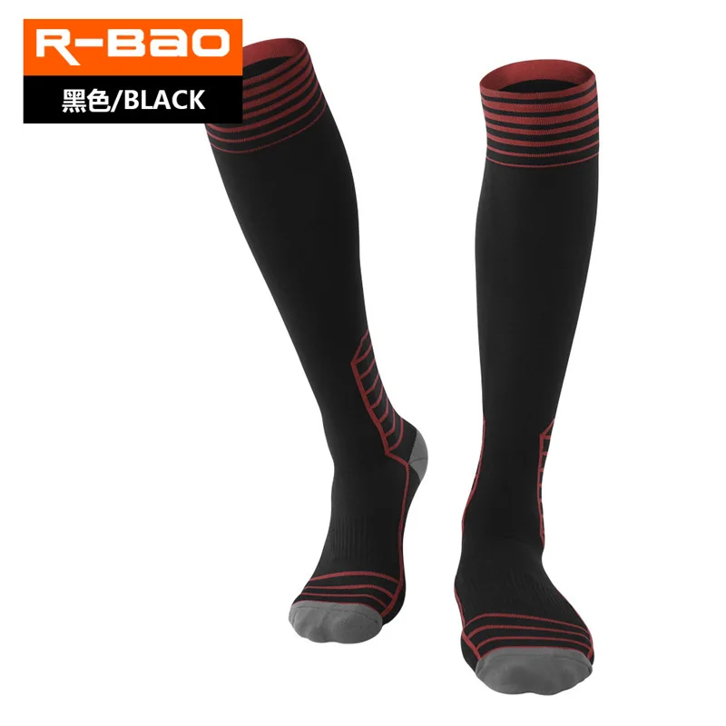 R-BAO спортивные носки для бега для марафона, велоспорта восхождение длинные сжатия из дышащего материала для баскетбола для облегчения боли Спортивные носки - Цвет: Black L (39-43)