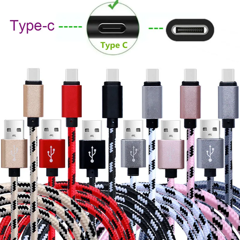 Короткий USB кабель 2 м 3 Тип C быстрое зарядное устройство А нейлоновые провода для