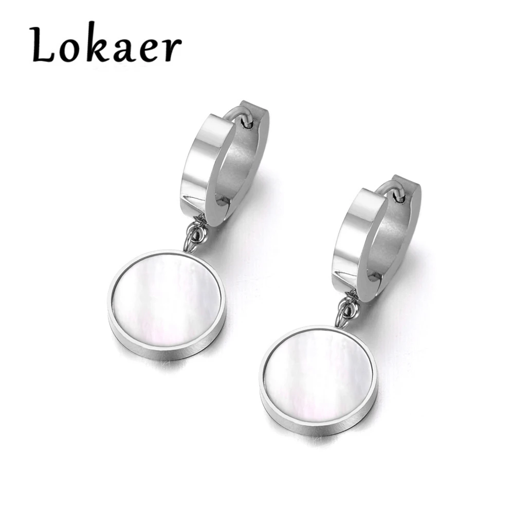 Lokaer белый корпус и черный акрил 2 цвета серьги 316L нержавеющая сталь ювелирные изделия для рождественской вечеринки юбилей подарок E18042