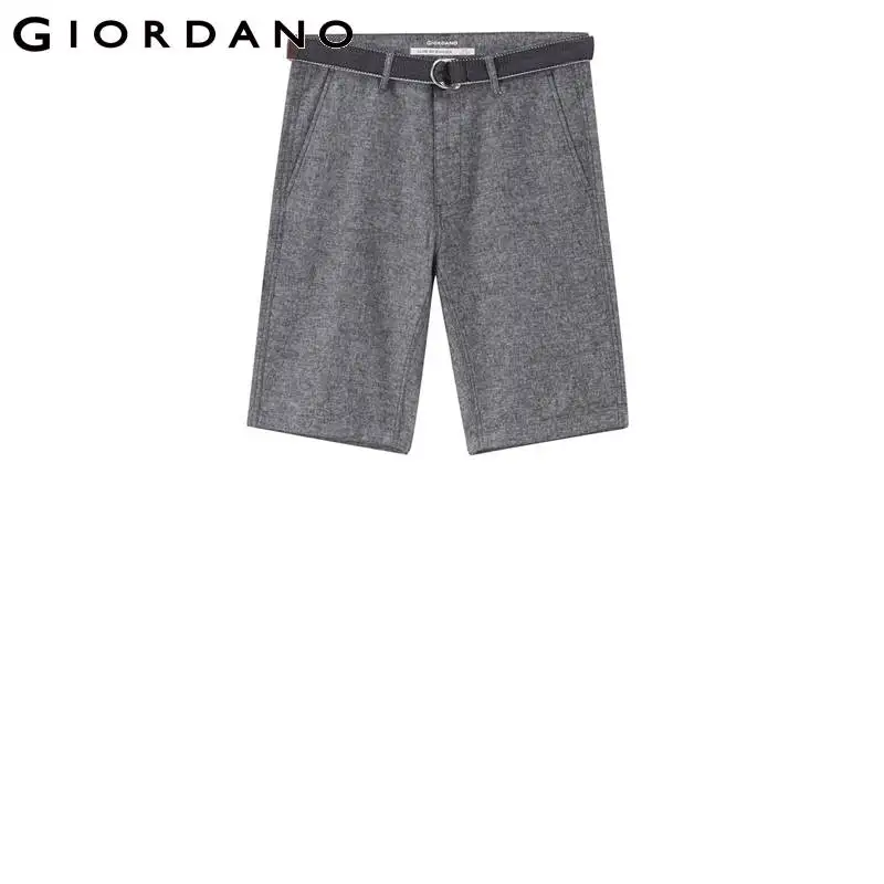 Giordano для мужчин шорты женщин Лен Slim Fit бермуды с поясом мужские 2018 Новые