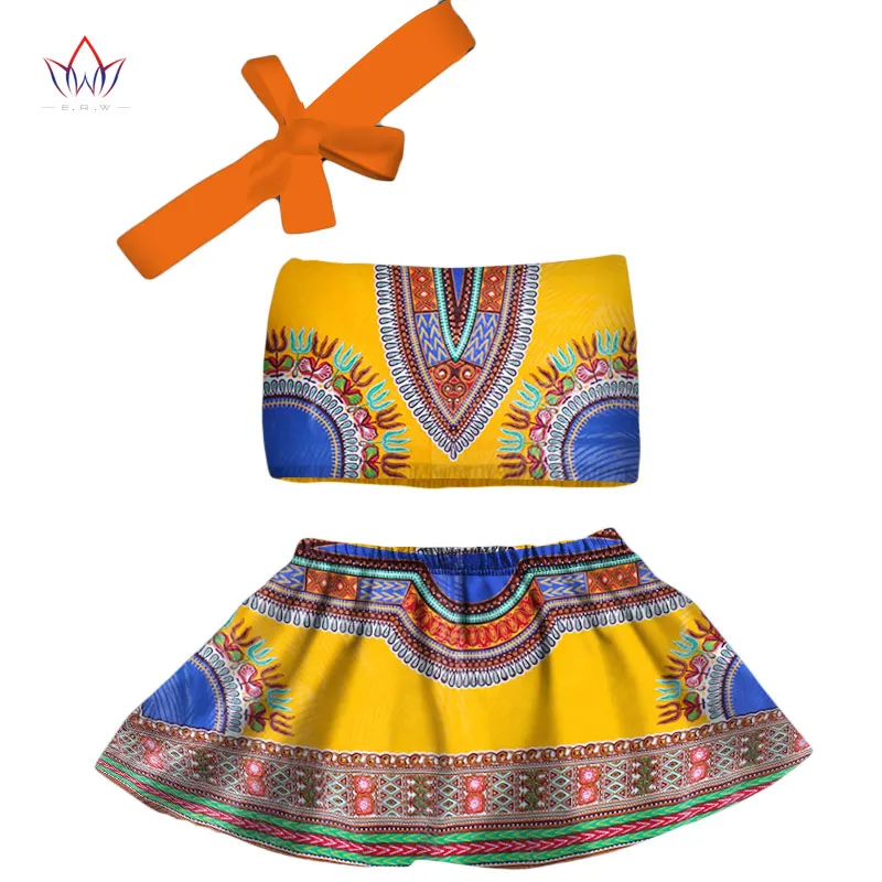 2019 Новинка Африка детей Костюмы комплекты для малышей Топ dashiki и юбка в