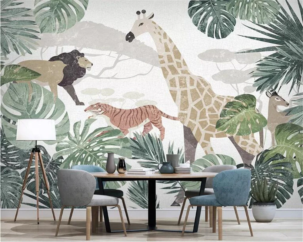 

Beibehang papel de pared Wallpaper tropical plant animal giraffe TV background wall paper home decoration bedroom 3d wallpaper