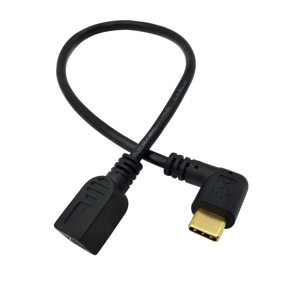 DANSPEED Mini USB к 3 1 type C кабель для быстрой передачи данных 90 градусов прямоугольный 5