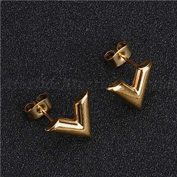 gold earrings Atoztide Шарм для женщин нержавеющая сталь письмо V Ювелирные наборы Бренд пирсинг серьги-гвоздики кулон с регулировкой браслет - Окраска металла: gold earrings