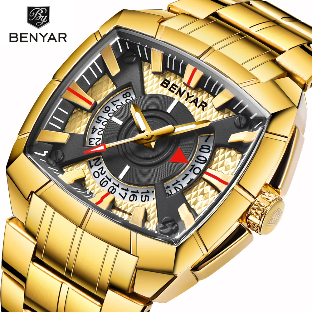 Benyar мужские часы Топ люксовый бренд военные Reloj Hombre Стальные кварцевые часы водонепроницаемые спортивные повседневные наручные часы Montre Homme