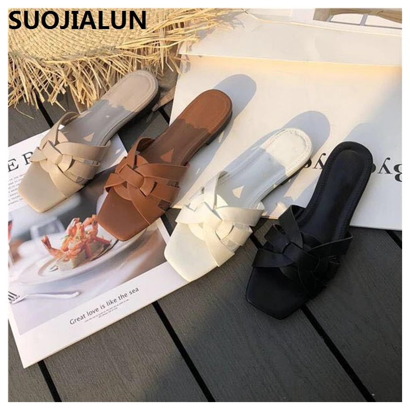 Женские пляжные шлепанцы SUOJIALUN повседневные брендовые на лето 2019|Тапочки| |