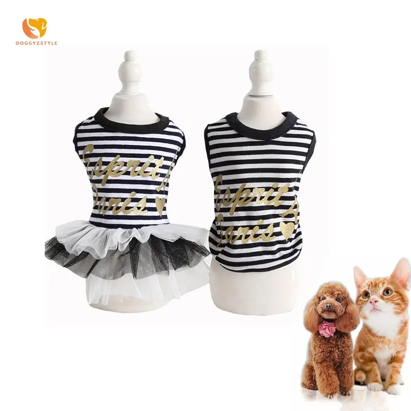 Полосатое платье для собак жилет с принтом башни летняя юбка одежда пар