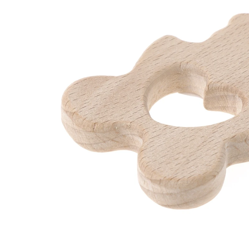 Juguete de madera para aliviar la dentici&oacute;n del beb&eacute;, mordedor org&aacute;nico, soporte para lactancia, flor, bricolaje-2