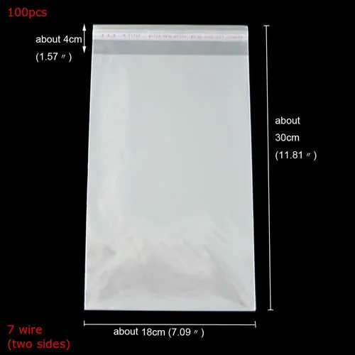 100pcs 18x30cm 50 шт/100 шт многоразовые пластиковые пакеты для подарков, упаковка большого размера, прозрачные самоклеящиеся прозрачные целлофановые Opp пакеты, вечерние, декоративные - Цвет: 100pcs 18x30cm