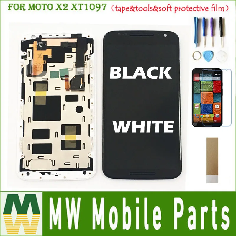 Для Motorola Moto X2 XT1092 XT1095 XT1097 ЖК-дисплей сенсорный экран сенсор дигитайзер с рамкой черный белый цвет с комплектом