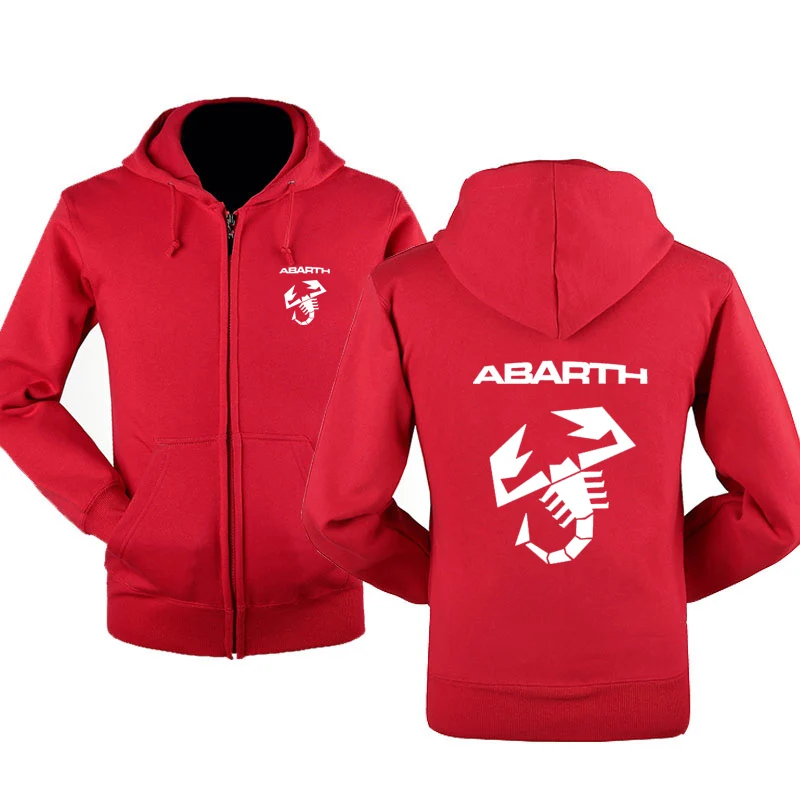 Модный автомобиль ABARTH Логотип Толстовка худи Мужские Толстовка весна осень флисовая хлопковая куртка на молнии хип-хоп Harajuku мужская одежда - Цвет: Красный