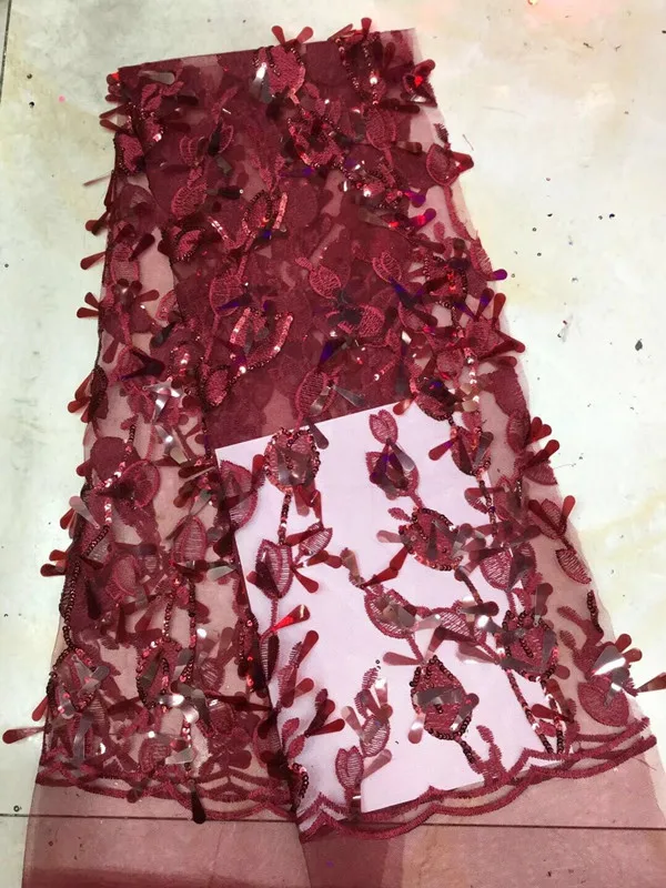 Синий Dentelle Tissu ткань для платья Отделка пайетками кружева аппликация вышитый
