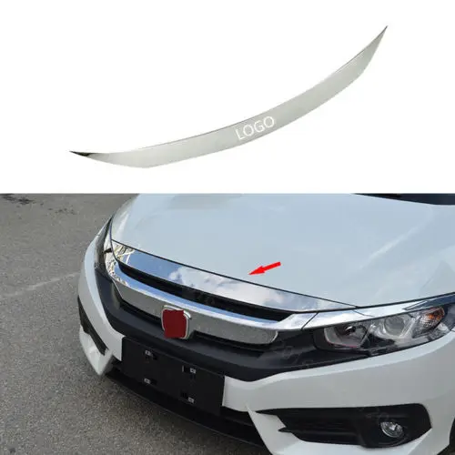 

Нержавеющая сталь, подходит для Honda Civic 2016 2017, передняя решетка для гриля, крышка крышки капота, Молдинг