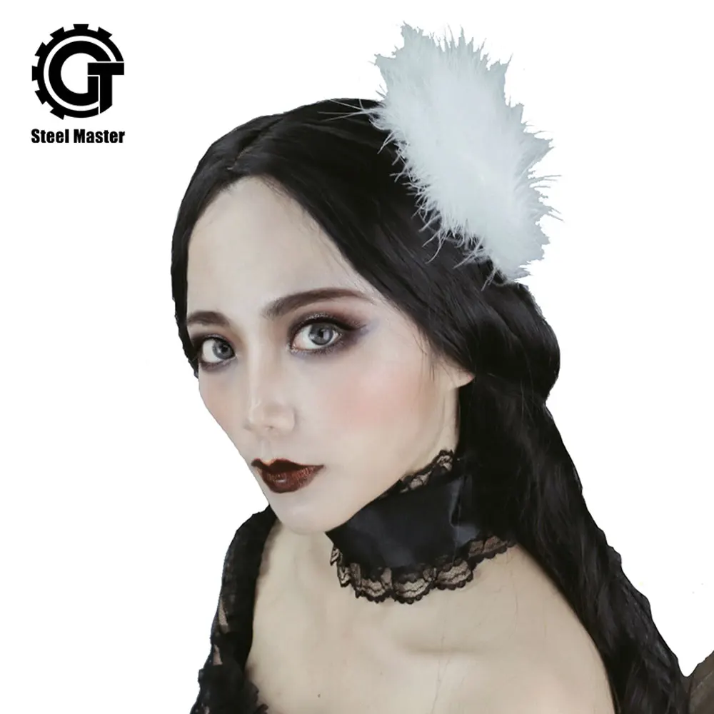 

Punk White Feather Hair Accessories Ladies Hairpin Wedding Headband Stage Show Hairpin White Jewelry