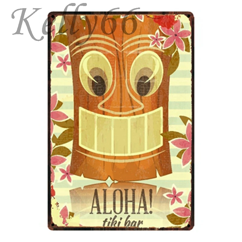 

[ Kelly66 ] Aloha TiKi Bar Metal Sign Tin Poster Home Decor Bar Wall Art Painting 20*30 CM Size y-1545