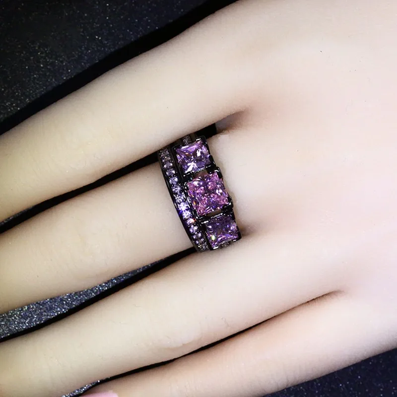 Роскошные ювелирные изделия размер 5 11 с тремя камнями огранка принцессы 8 мм А