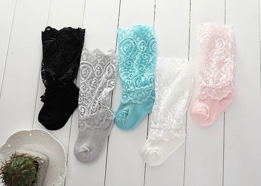 

2019 Fashion Baby Girls Kids Socks Cotton Lace Floral Long TUTU Socks Knee High Socks 0-3Y