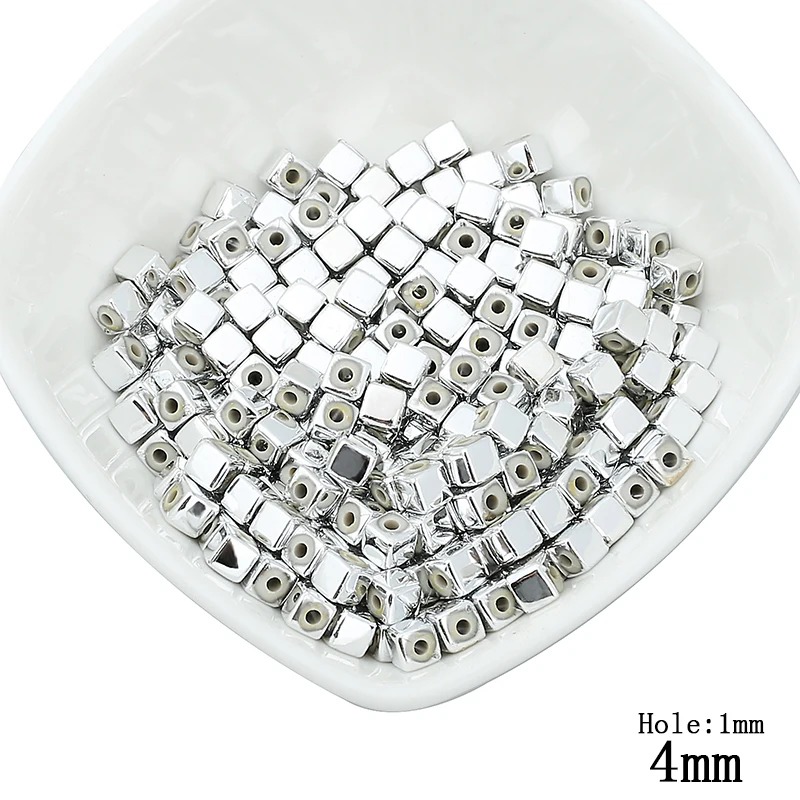 200 шт/партия 4 мм золото серебро Цвет квадратные пластиковые бусины &quotсделай