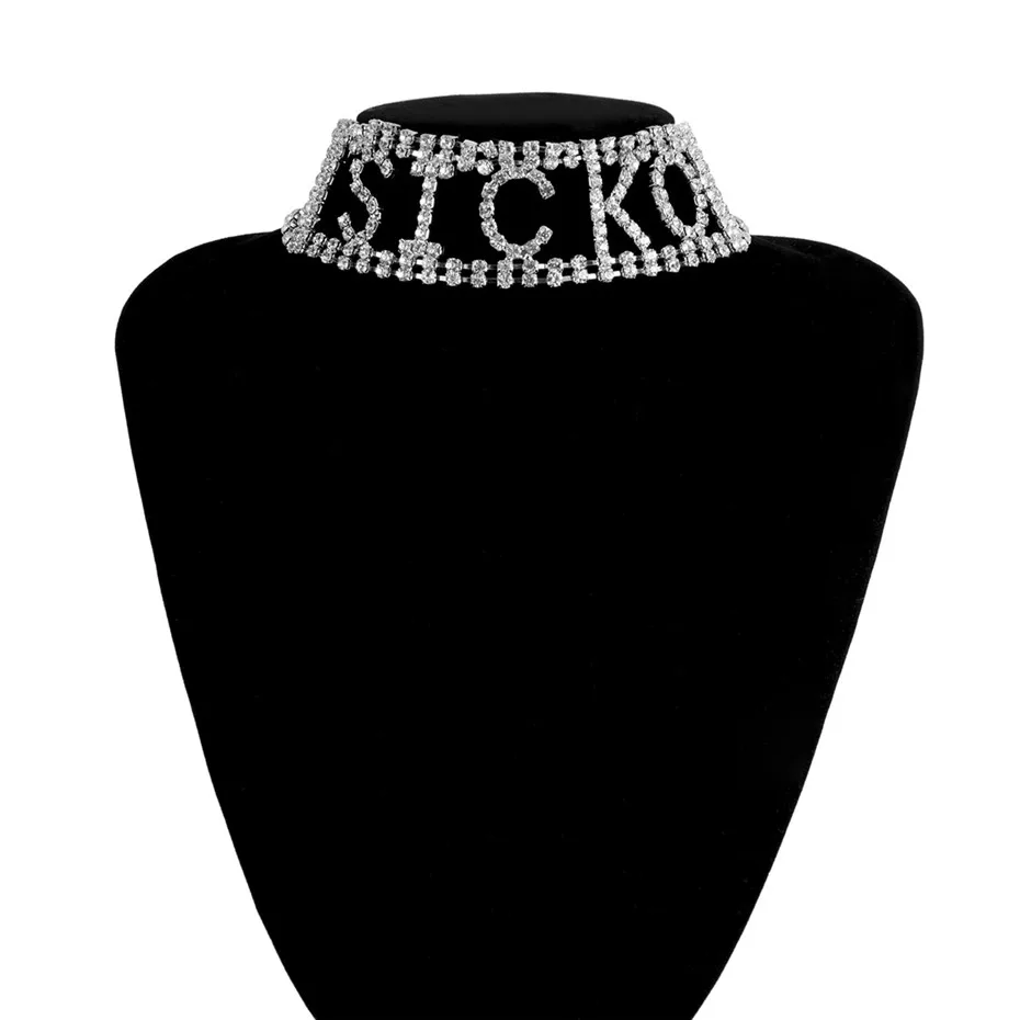 SICKO Silver Ingemark Модные Крылья Ангела характер стразы колье Цепочки и ожерелья для Для женщин Роскошные Макси яркие ювелирные изделия, ювелирные изделия, цепочек на шею в подарок - Окраска металла: SICKO Silver