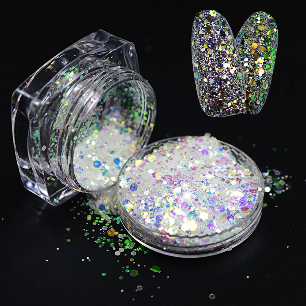 1 шт. Яркий Цветной 3D Блестящий Порошок блестящий лазер смешанный Блеск для
