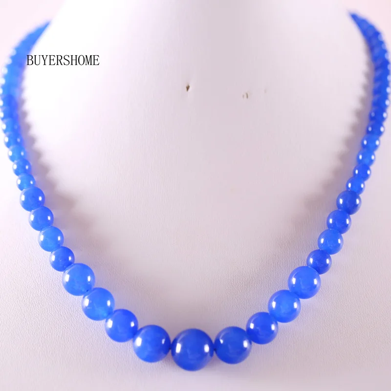 Blue Stone Handmde женские ювелирные изделия 6-14 мм натуральные камни круглые бусины зелёные малахитовые Howlite фарфоровое ожерелье из содалита 1" 1 шт RE009-103 - Окраска металла: Blue Stone