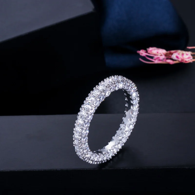 White CWWZircons модные полностью микро паве белый розовый кубический цирконий камень круглые обручальные кольца для женщин обручальное кольцо R115 - Цвет основного камня: White