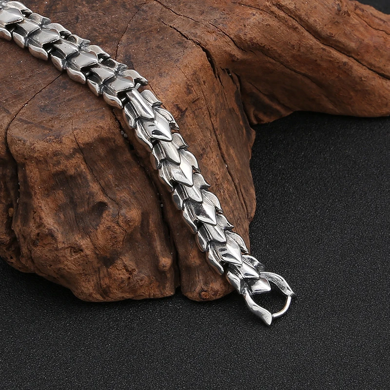 Мужской браслет из серебра 100% пробы в стиле ретро с драконом украшения 925