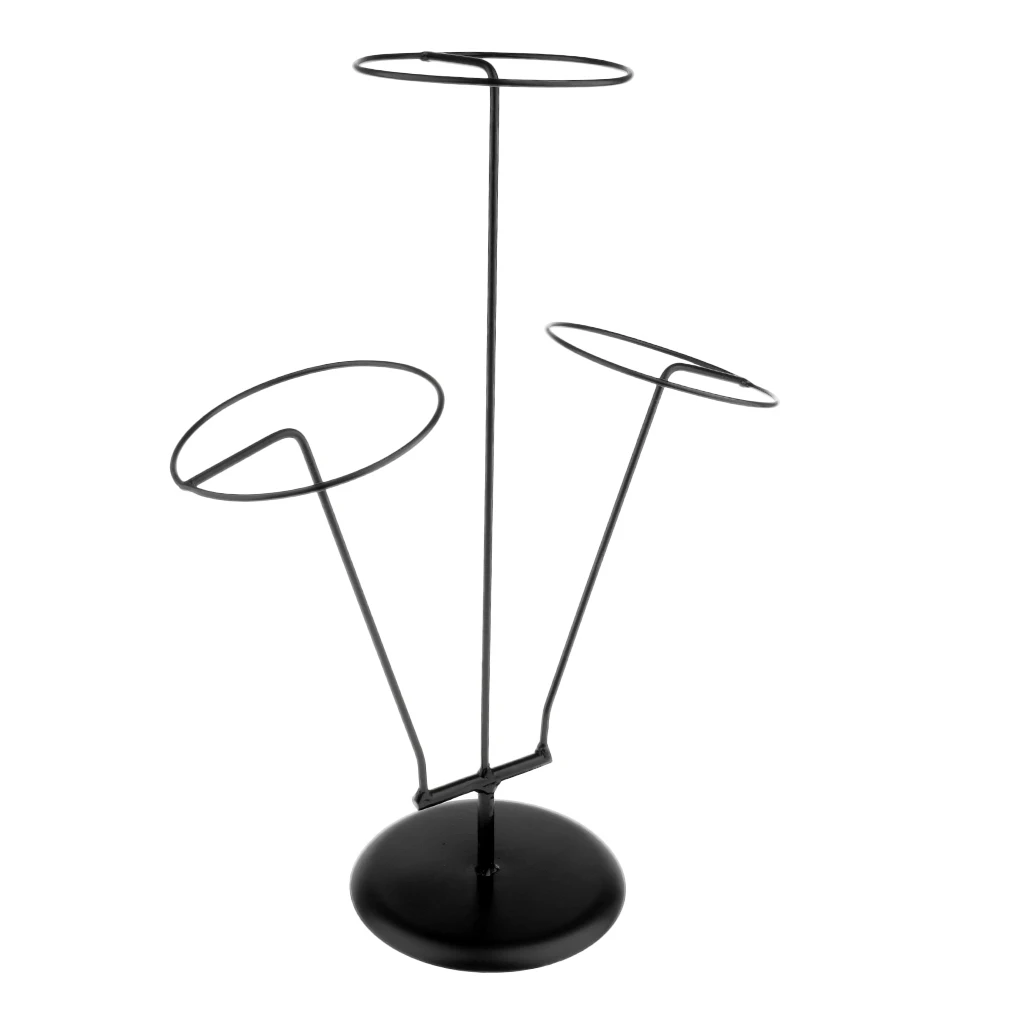 3 Layered Stable Premium Metal Hats Cap Storage Display Holder Scarf Wigs Rack Support Stand Black | Дом и сад