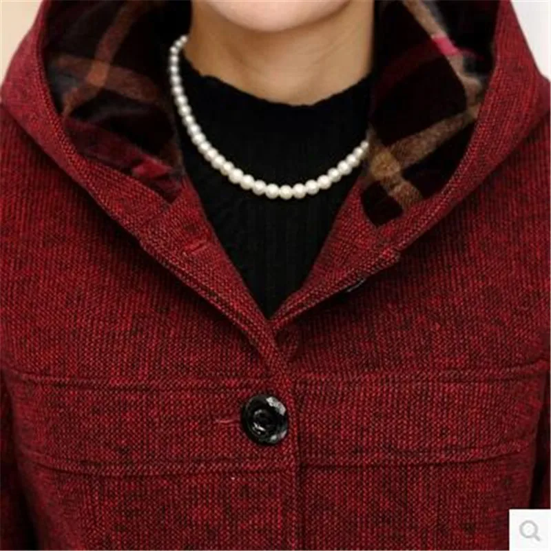 Модное женское пальто большого размера шерстяное из ткани осеннее новинка