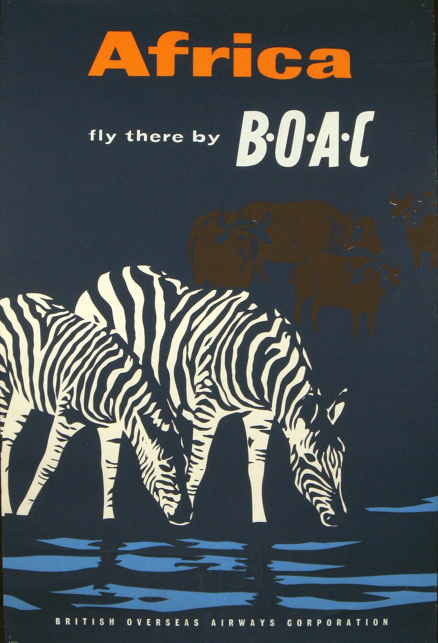 Винтажный постер для путешествий с авиакомпанией BOAC Africa Около 1960 года